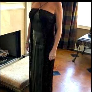 Womens long dress beautiful satin and overlay  unique one of a kind